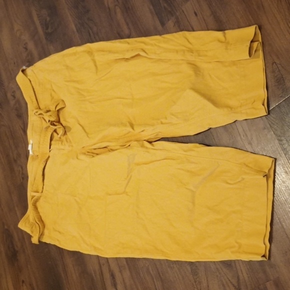 The Loft Plus Yellow Belted Cropped Straight Leg Trousers A33 - Picture 1 of 6